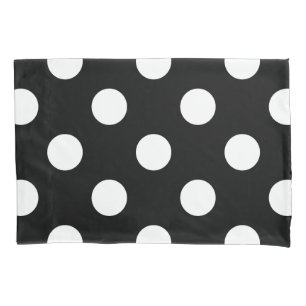 White Polka Dot on Black Pattern Pillowcase