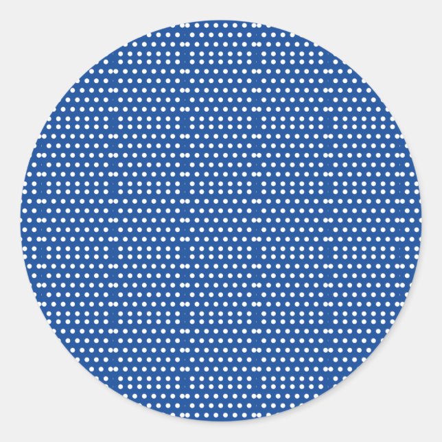White Polka Dot on Blue Background     Classic Round Sticker (Front)