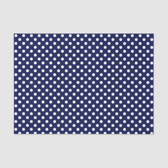 White Polka Dot on Navy Blue Tissue Paper (Front)