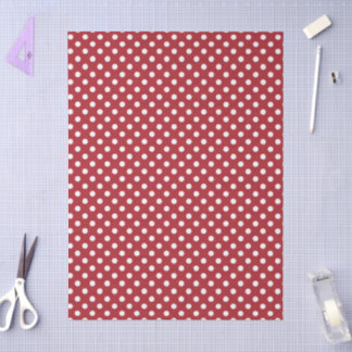 White Polka Dot On Red Tissue Paper
