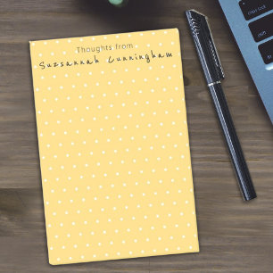 White Polka Dot Pattern On Yellow Custom Text  Post-it Notes