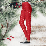 White Polka Dot Snow Red Christmas Leggings<br><div class="desc">Bright red and white christmas leggings with white polka dots. Great for leisure and sports for women of all ages.</div>