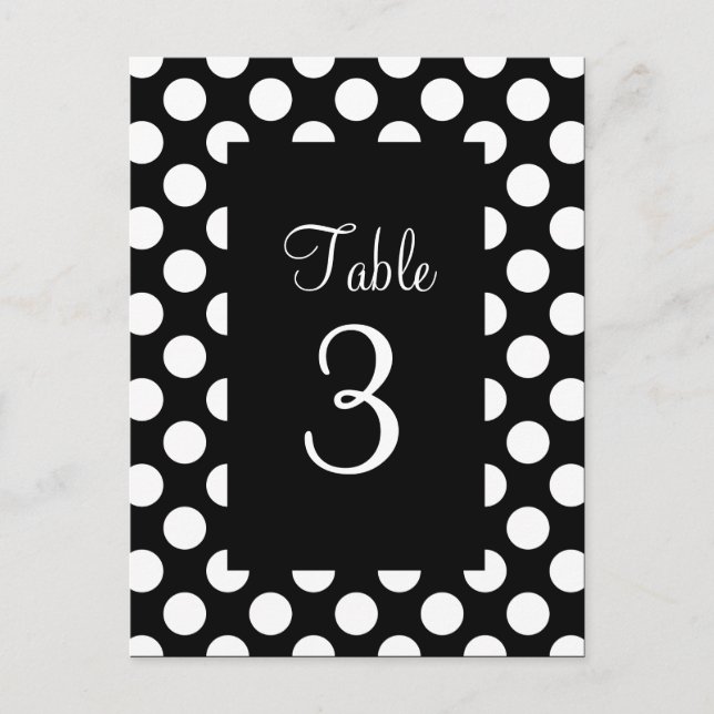White Polka Dot Table Number Postcard (Front)
