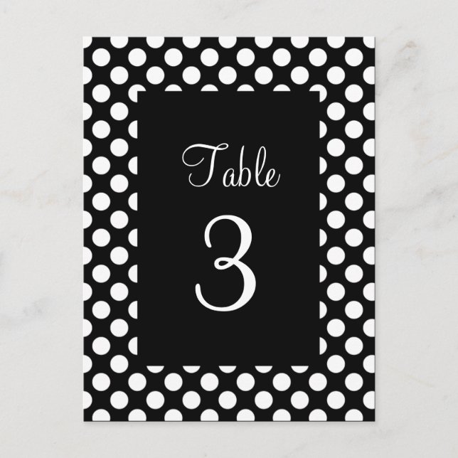 White Polka Dot Table Number Postcard (Front)