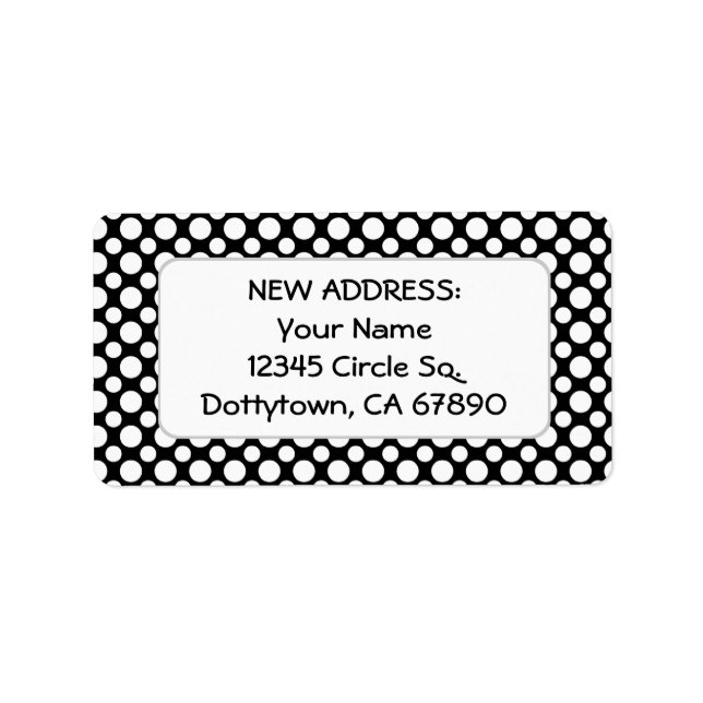 White Polka Dots Custom New Address Label (Front)