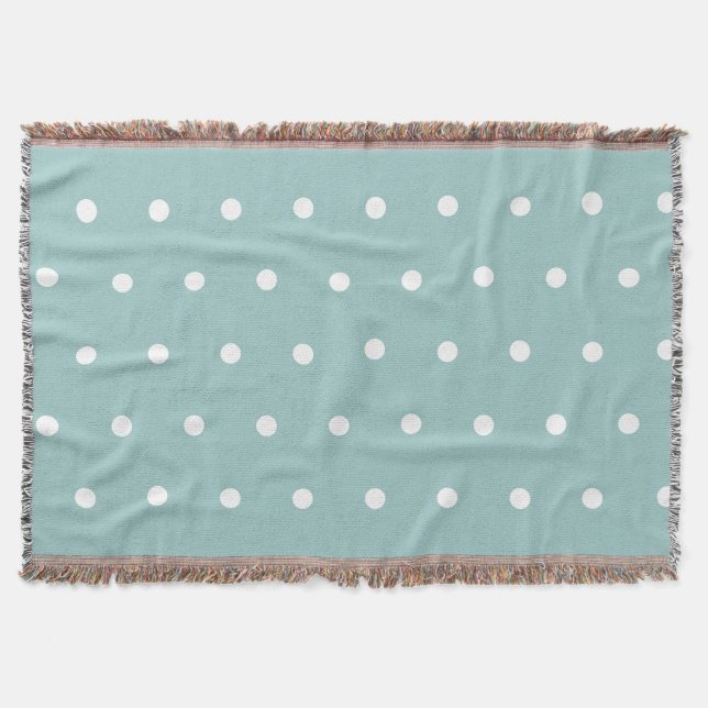 White Polka Dots Eggshell Blue Geometric Patterns Throw Blanket (Front)