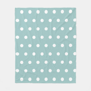 White Polka Dots Geometric Pattern Eggshell Blue Fleece Blanket