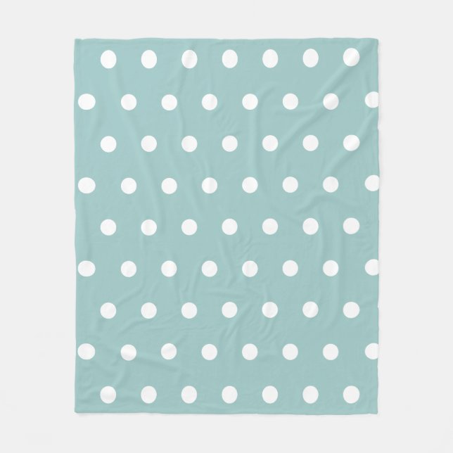 White Polka Dots Geometric Pattern Eggshell Blue Fleece Blanket (Front)