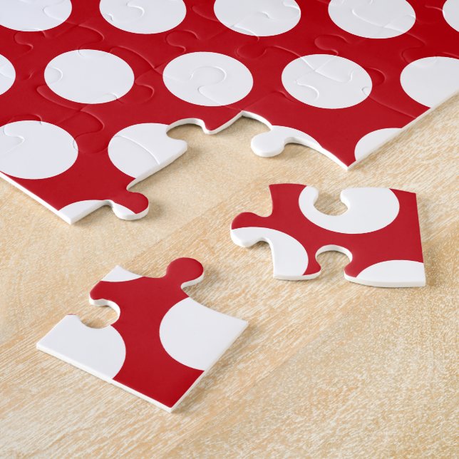 White Polka Dots Impossible Red  Jigsaw Puzzle (Side)