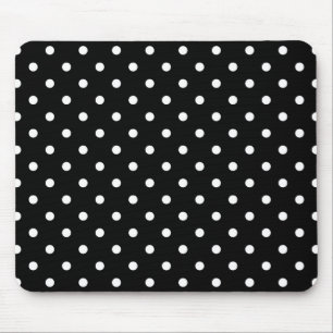white polka dots in black mouse pad