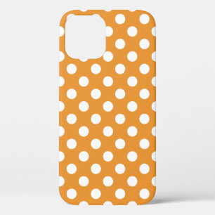 White polka dots on amber iPhone 12 case