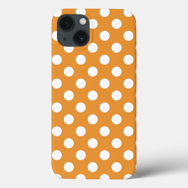 White polka dots on amber Case-Mate iPhone case (Back)