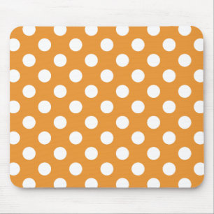 White polka dots on amber mouse pad