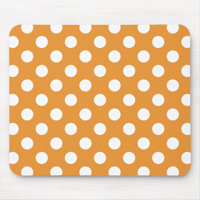 White polka dots on amber mouse pad (Front)