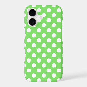 White polka dots on apple green