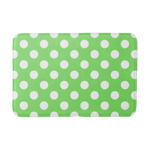 White polka dots on apple green bath mat