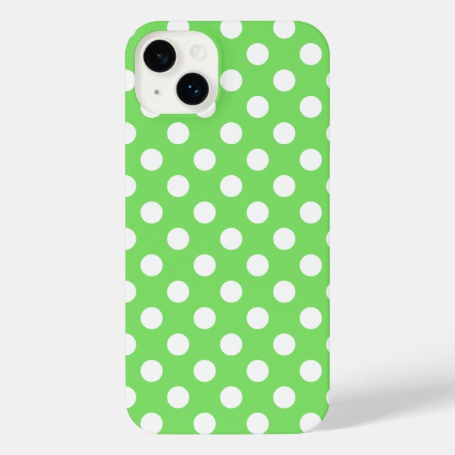 White polka dots on apple green  iPhone case (Back)