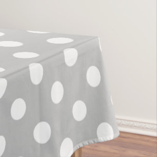 White Polka Dots on Ash Grey Tablecloth