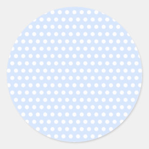White Polka Dots on Baby Blue Classic Round Sticker