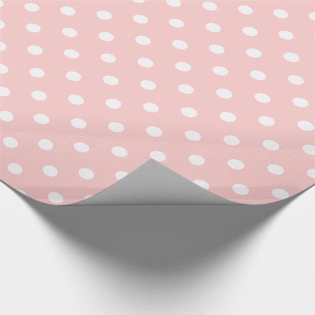 White Polka Dots on Baby Pink Wrapping Paper (Corner)