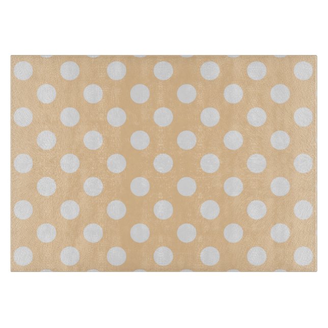 White polka dots on beige cutting board (Front)