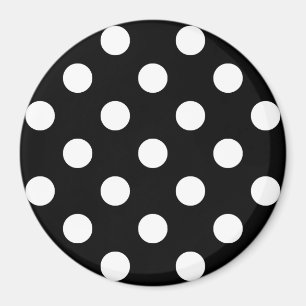 White Polka Dots on Black Background Magnet