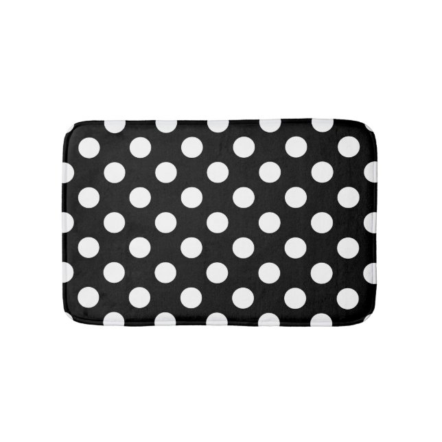 White polka dots on black bath mat (Front)