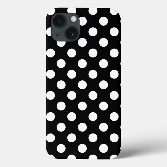White polka dots on black Case-Mate iPhone case (Back)