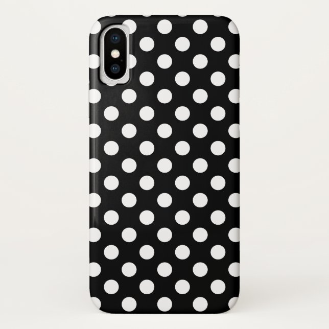 White polka dots on black Case-Mate iPhone case (Back)
