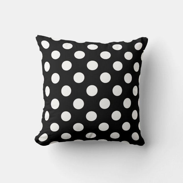 White polka dots on black cushion (Front)