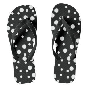 White Polka Dots on Black Flipflops