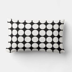 White Polka Dots on Black Lumbar Cushion