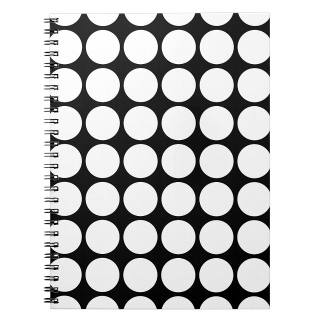White Polka Dots on Black Notebook (Front)