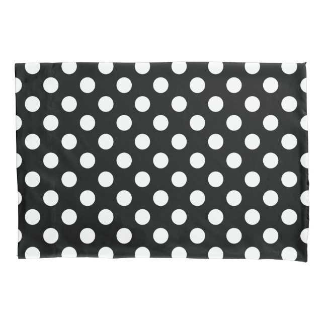 White polka dots on black pillowcase (Front)