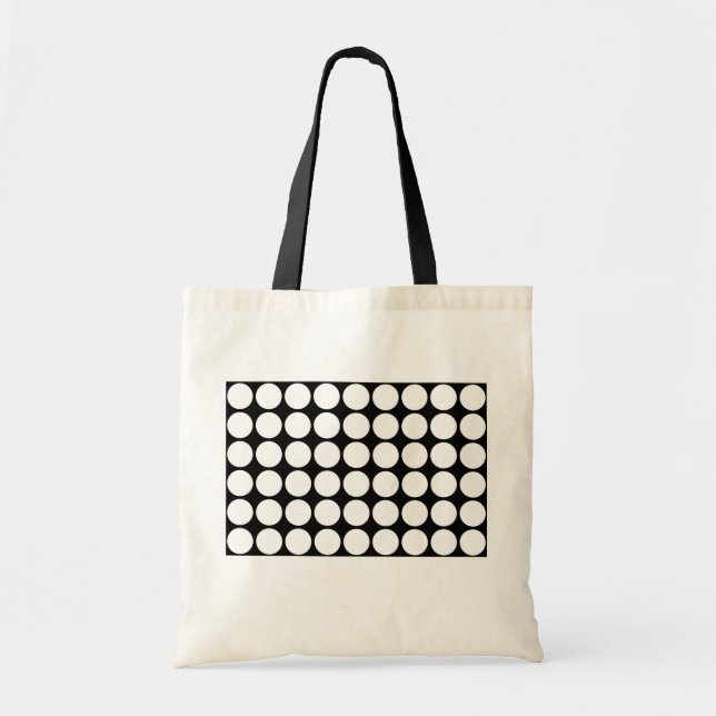 White Polka Dots on Black Tote Bag (Front)