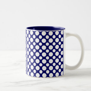 White Polka Dots on Blue Coffee Mug
