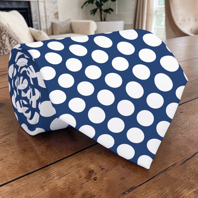White Polka Dots on Blue Custom Tie (Creator Uploaded)