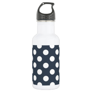 White polka dots on blue-grey 532 ml water bottle
