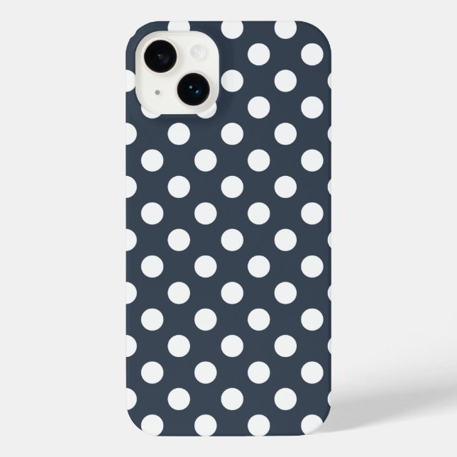White polka dots on blue-grey  iPhone case (Back)