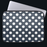 White polka dots on blue-grey laptop sleeve<br><div class="desc">White polka dots on blue-grey</div>