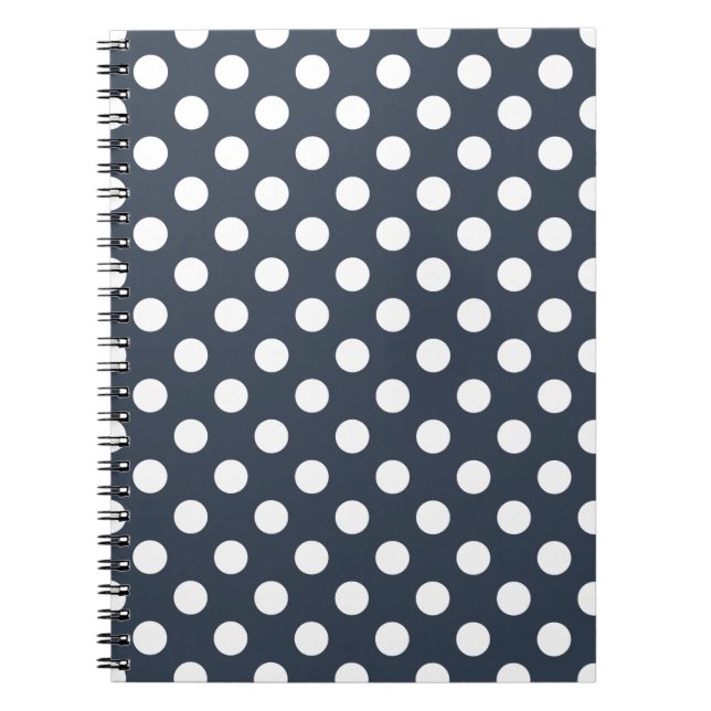 White polka dots on blue-grey notebook (Front)