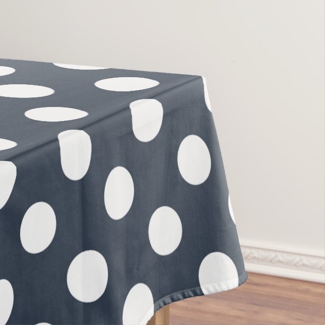White polka dots on blue-grey tablecloth (In Situ)