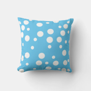 White Polka Dots on Blue Reversible Pillows
