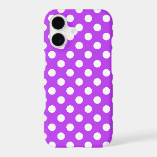 White polka dots on bright purple