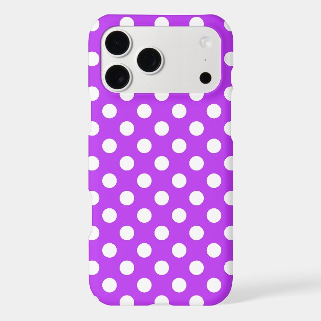 White polka dots on bright purple (Back)