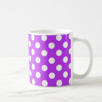 White polka dots on bright purple