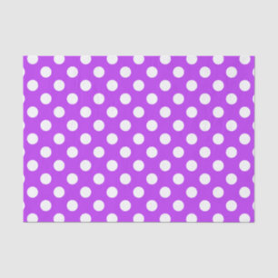 White polka dots on bright purple tissue paper