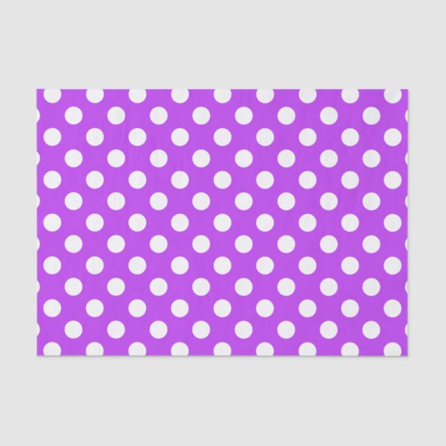 White polka dots on bright purple tissue paper (Front)
