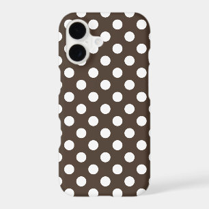 White polka dots on brown