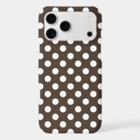 White polka dots on brown